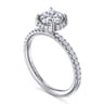 Suede - 14K White Gold Round Hidden Halo Diamond Engagement Ring - 0.25 ct