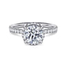 Suede - 14K White Gold Round Hidden Halo Diamond Engagement Ring - 0.3 ct