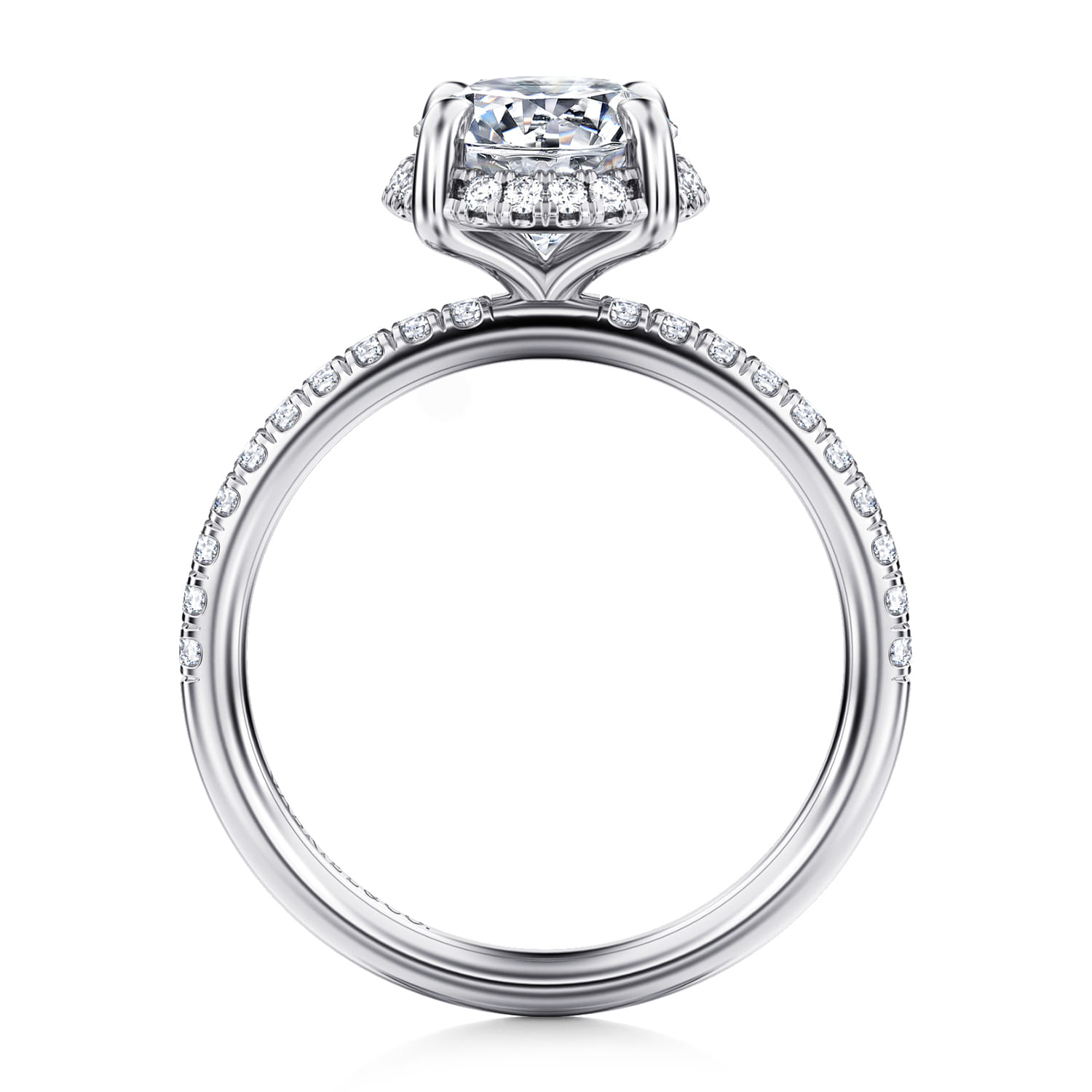Suede - 14K White Gold Round Hidden Halo Diamond Engagement Ring - 0.3 ct - Shot 2