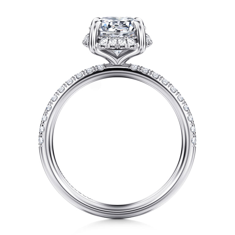 Suede - 14K White Gold Round Hidden Halo Diamond Engagement Ring - 0.3 ct - Shot 2