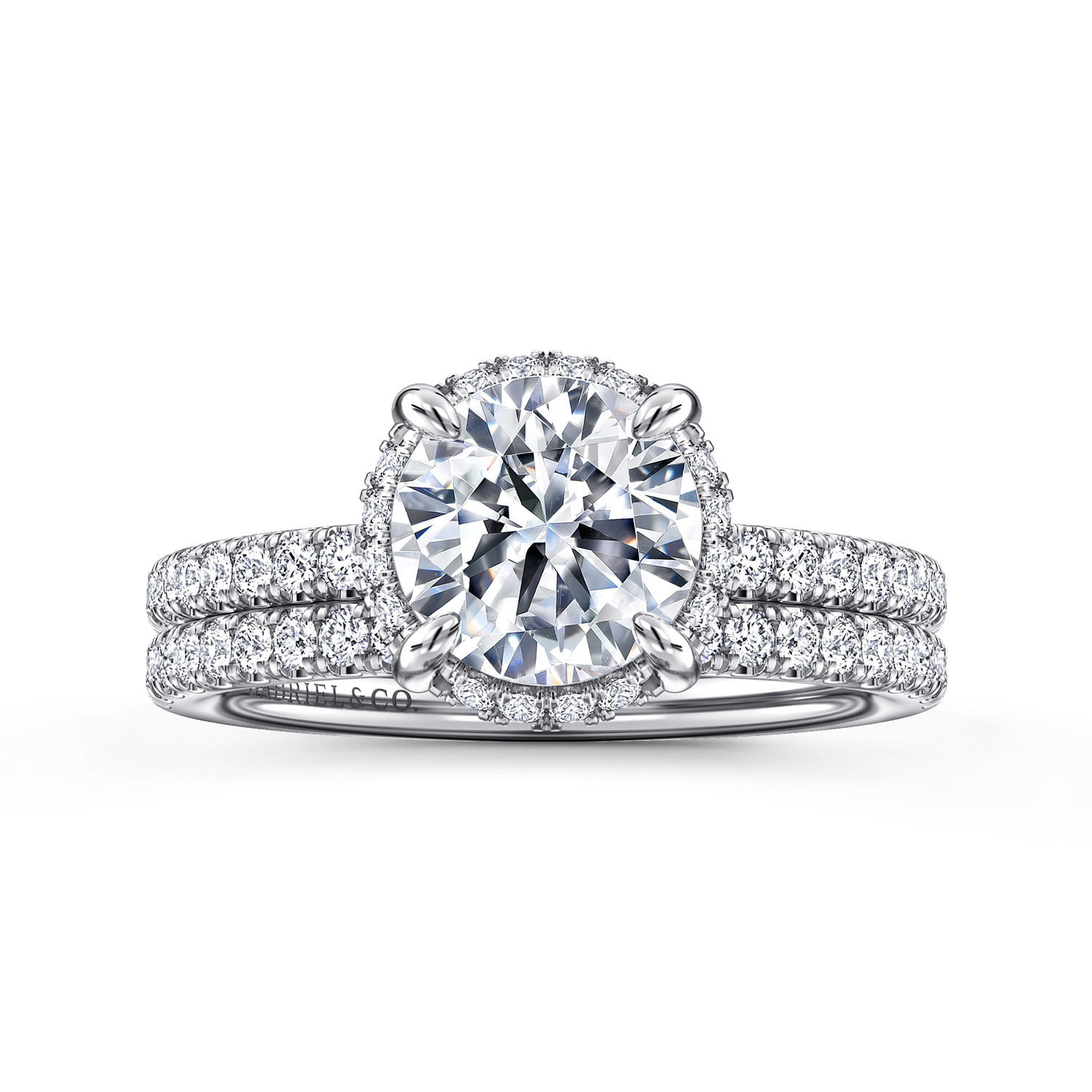 Suede - 14K White Gold Round Hidden Halo Diamond Engagement Ring - 0.3 ct - Shot 4
