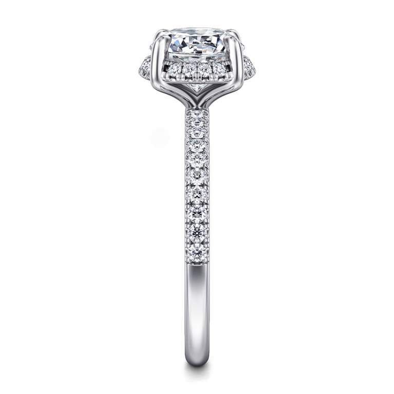Suede - 14K White Gold Round Hidden Halo Diamond Engagement Ring - 0.3 ct - Shot 5