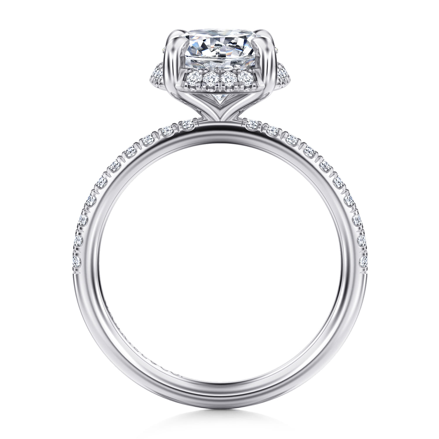 Suede - 14K White Gold Round Hidden Halo Diamond Engagement Ring - 0.3 ct - Shot 2
