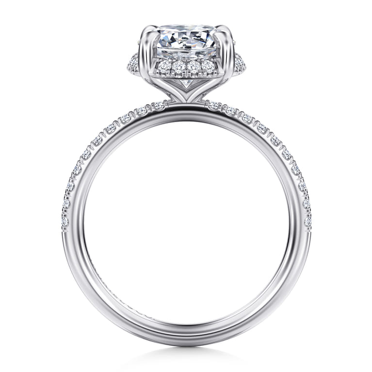 Suede - 14K White Gold Round Hidden Halo Diamond Engagement Ring - 0.3 ct - Shot 2