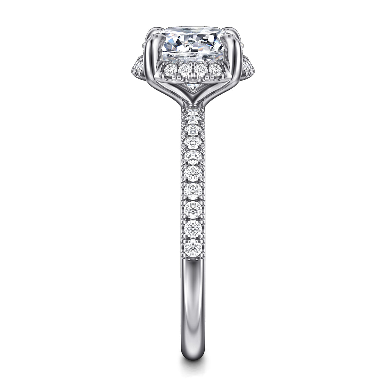 Suede - 14K White Gold Round Hidden Halo Diamond Engagement Ring - 0.3 ct - Shot 4