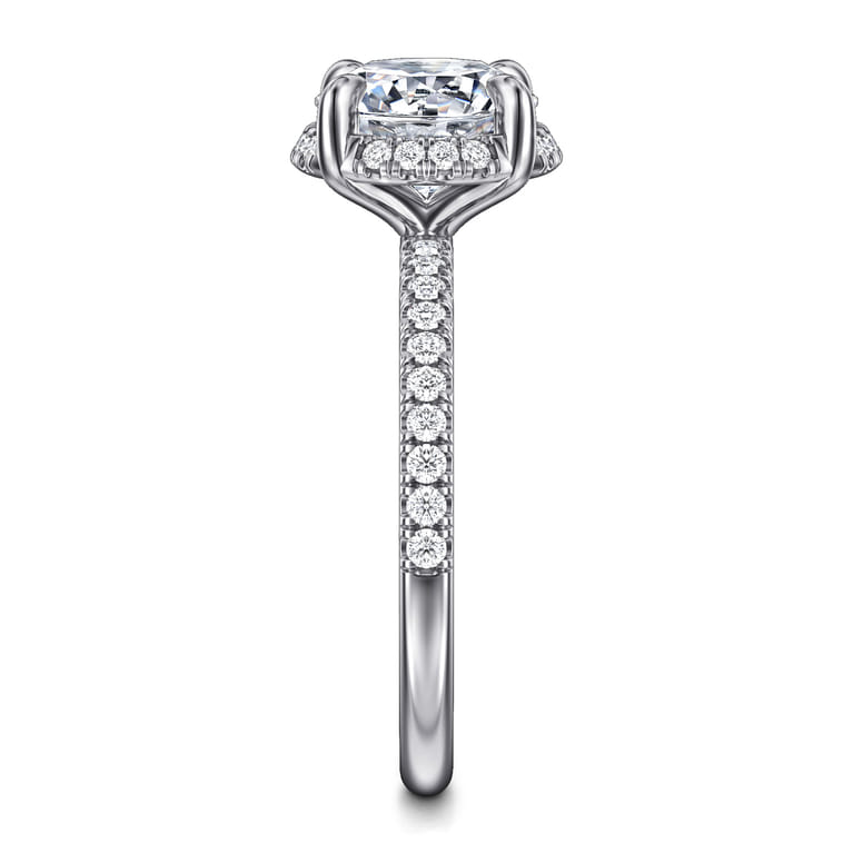 Suede - 14K White Gold Round Hidden Halo Diamond Engagement Ring - 0.3 ct - Shot 4