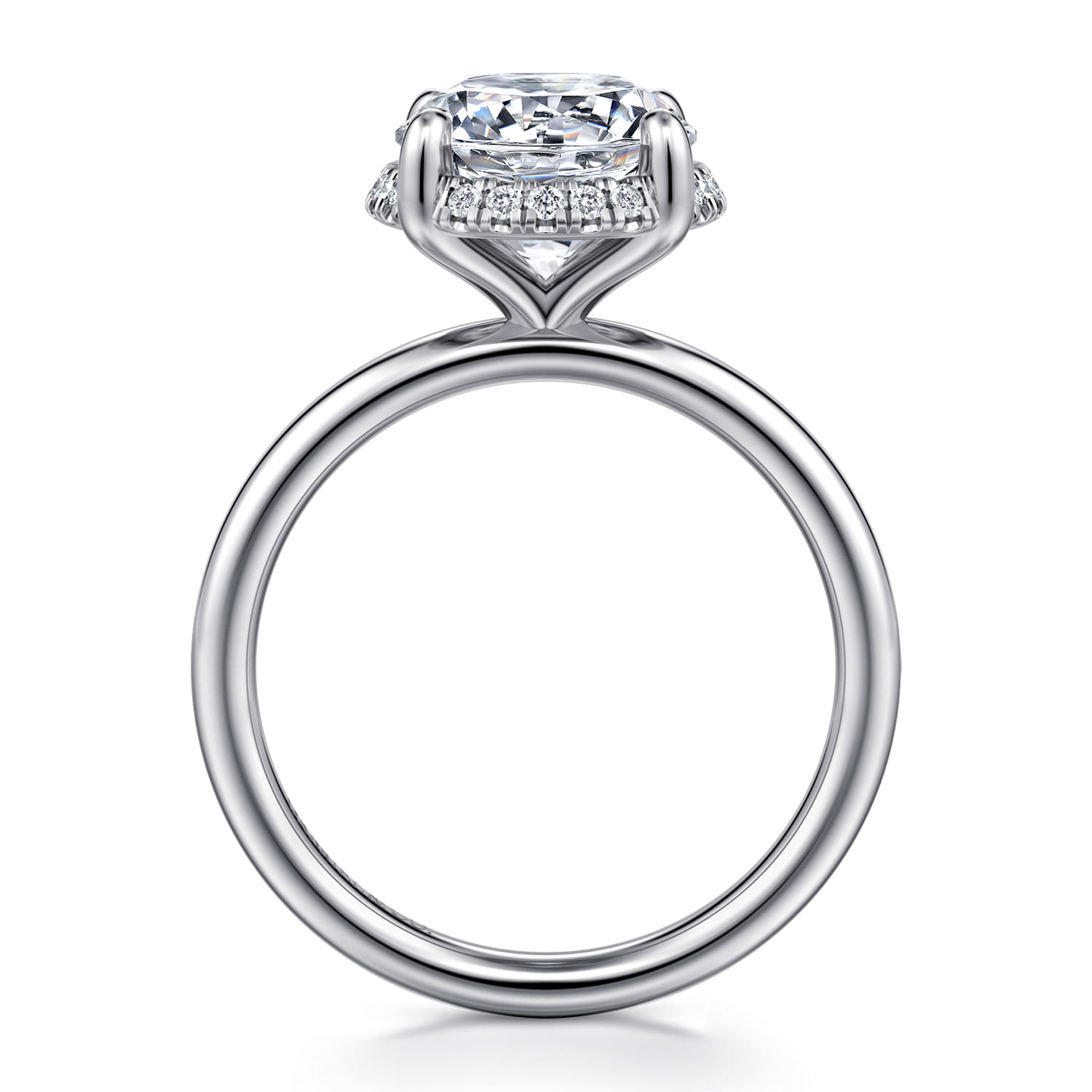 Symphony - 14K White Gold Round Hidden Halo Diamond Engagement Ring - 0.1 ct - Shot 2