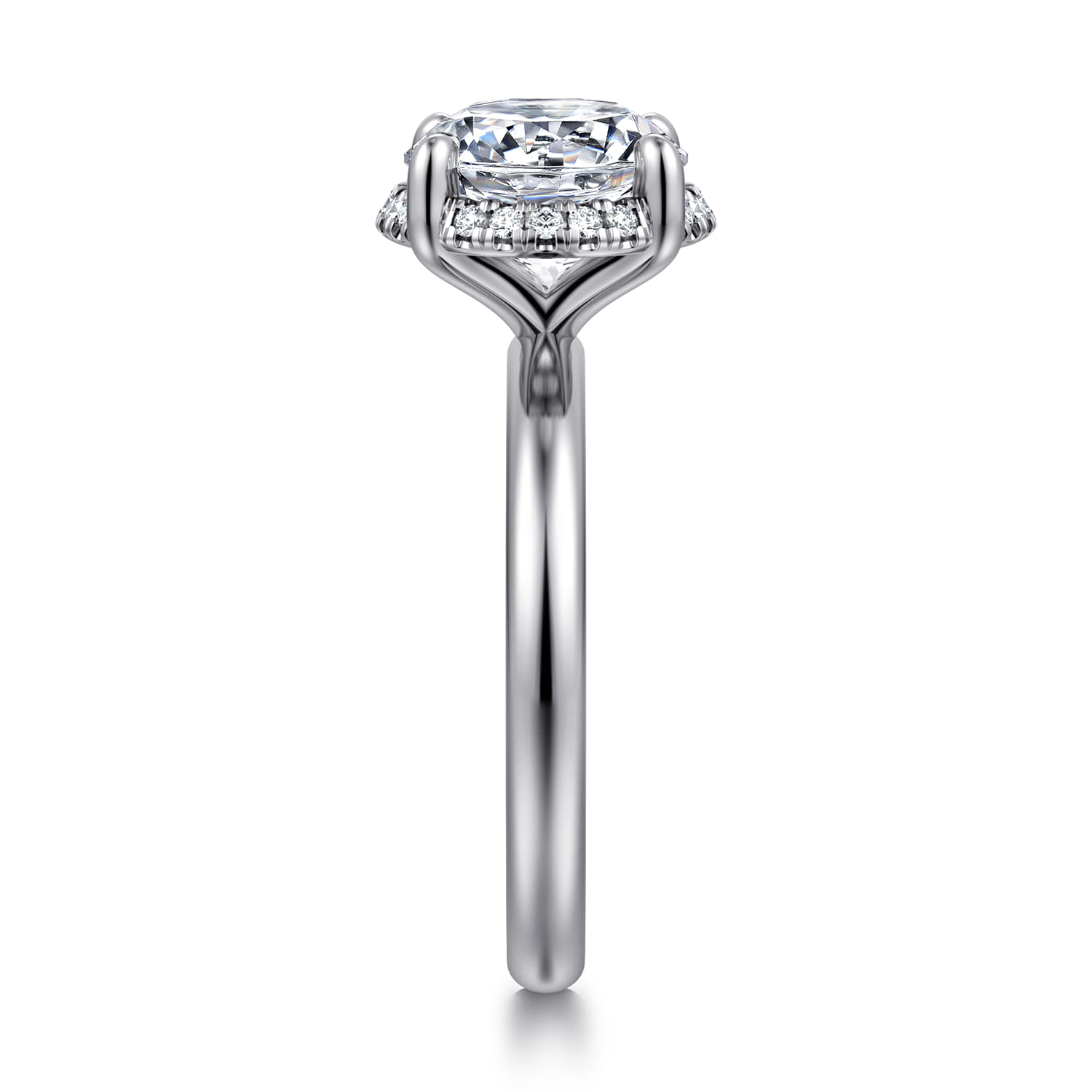 Symphony - 14K White Gold Round Hidden Halo Diamond Engagement Ring - 0.1 ct - Shot 4