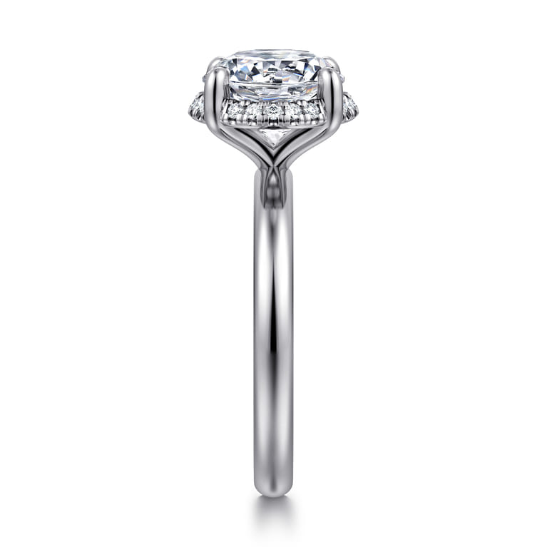 Symphony - 14K White Gold Round Hidden Halo Diamond Engagement Ring - 0.1 ct - Shot 4