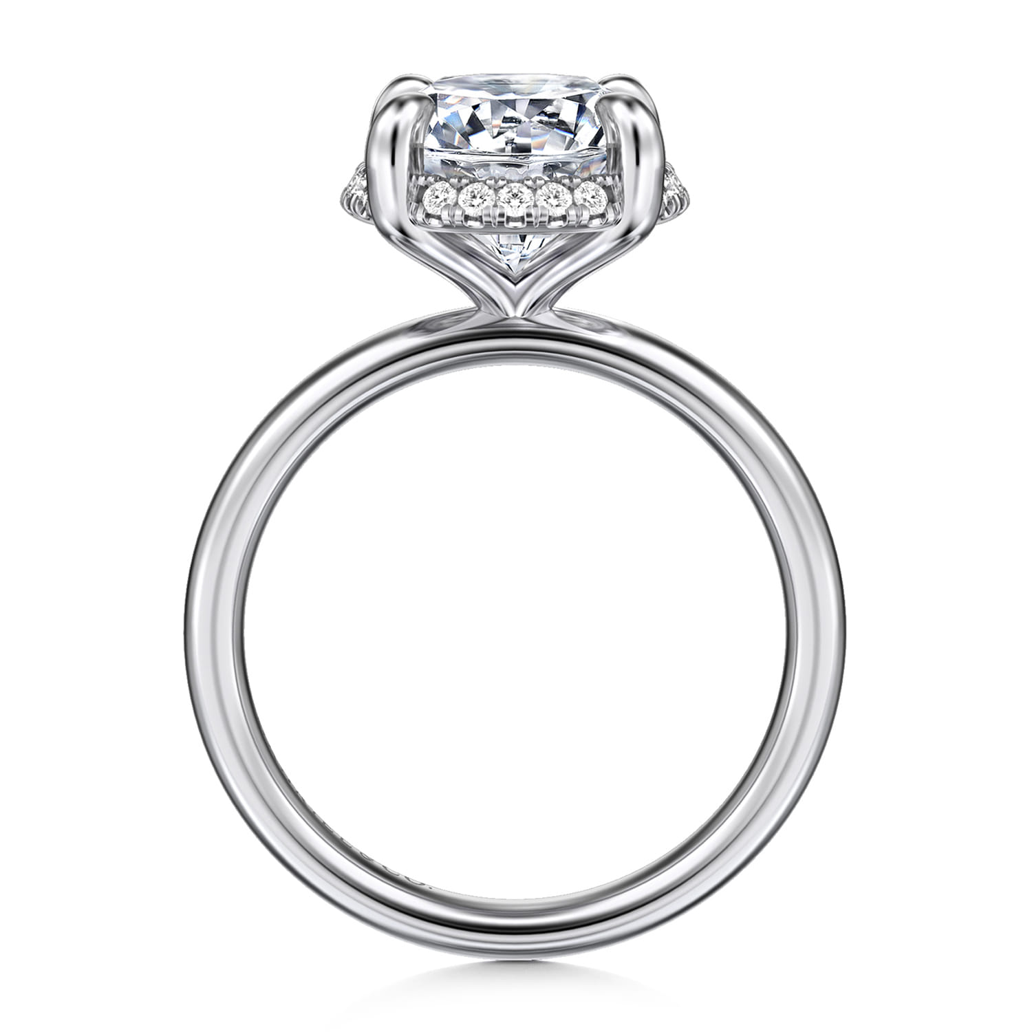 Symphony - 14K White Gold Round Hidden Halo Diamond Engagement Ring - 0.1 ct - Shot 2