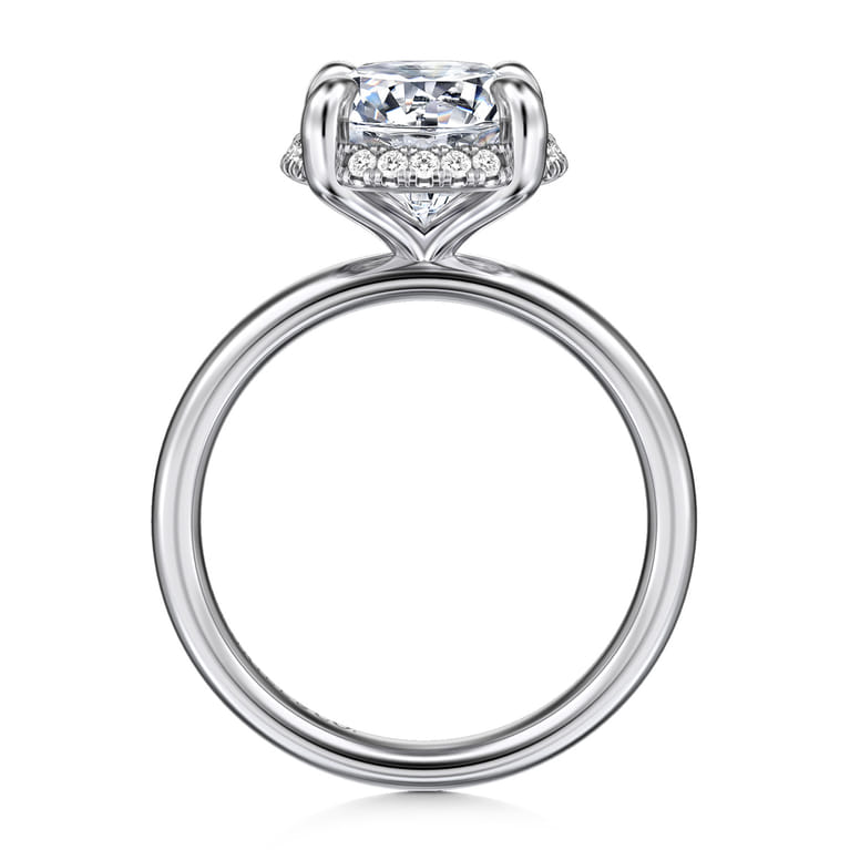 Symphony - 14K White Gold Round Hidden Halo Diamond Engagement Ring - 0.1 ct - Shot 2