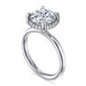 Symphony - 14K White Gold Round Hidden Halo Diamond Engagement Ring - 0.1 ct