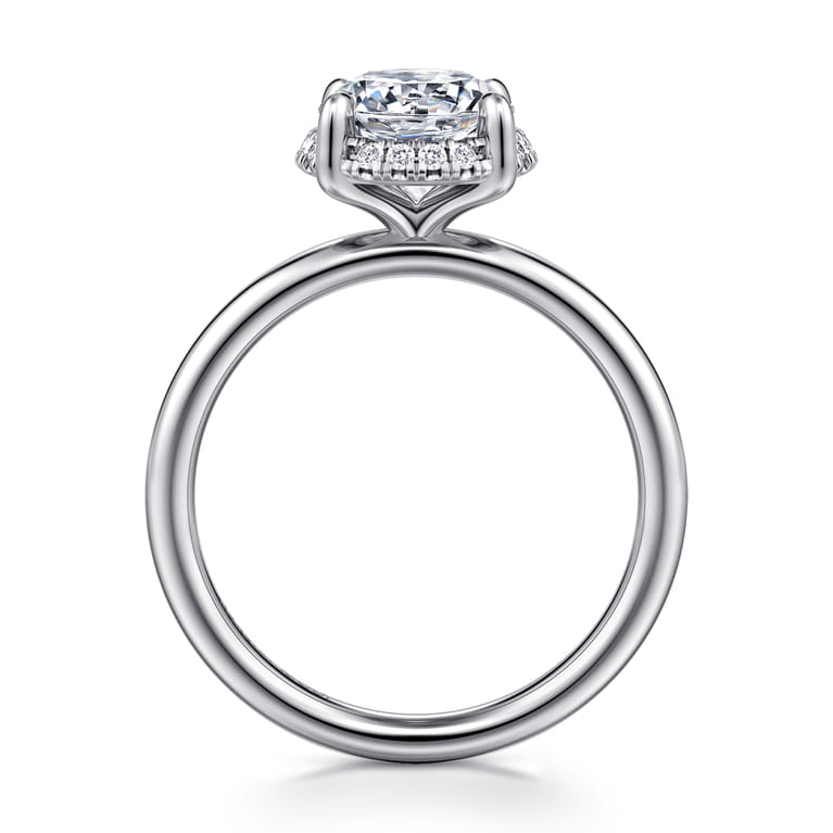 Symphony - 14K White Gold Round Hidden Halo Diamond Engagement Ring - 0.08 ct - Shot 2