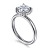 Symphony - 14K White Gold Round Hidden Halo Diamond Engagement Ring - 0.08 ct