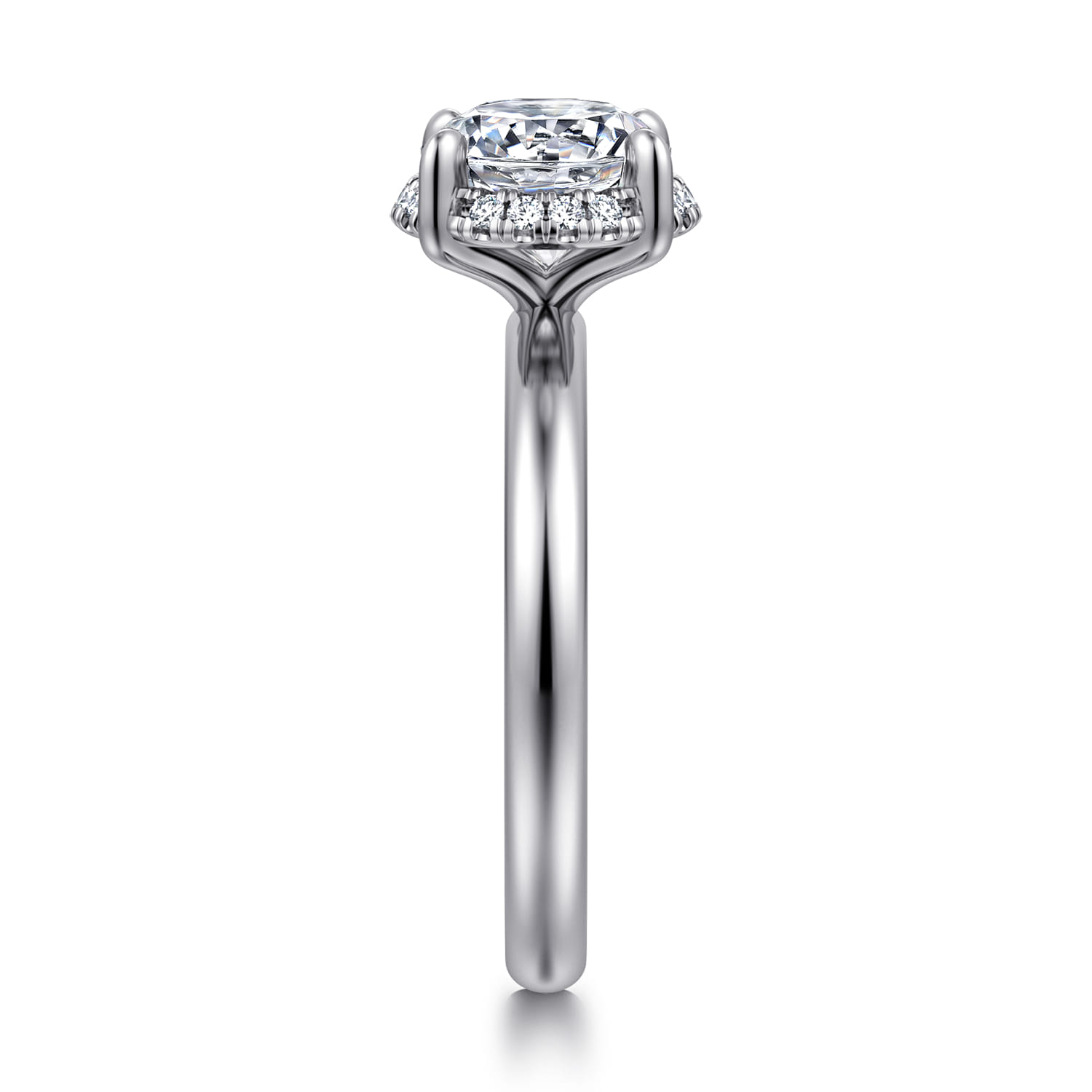 Symphony - 14K White Gold Round Hidden Halo Diamond Engagement Ring - 0.08 ct - Shot 4