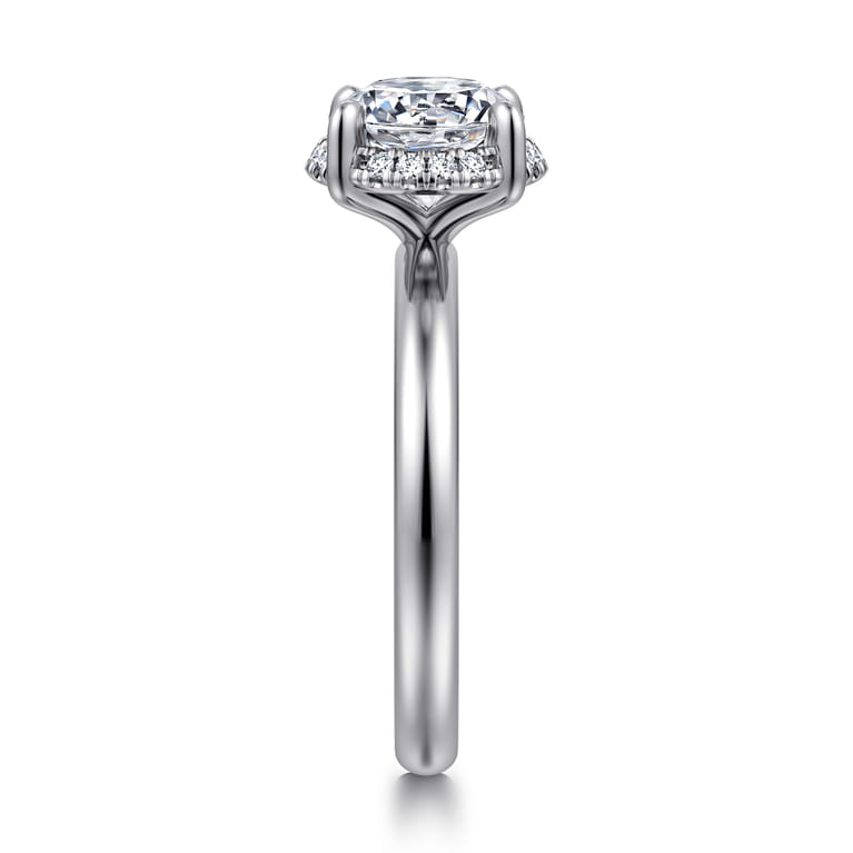 Symphony - 14K White Gold Round Hidden Halo Diamond Engagement Ring - 0.08 ct - Shot 4