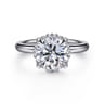 Symphony - 14K White Gold Round Hidden Halo Diamond Engagement Ring - 0.08 ct
