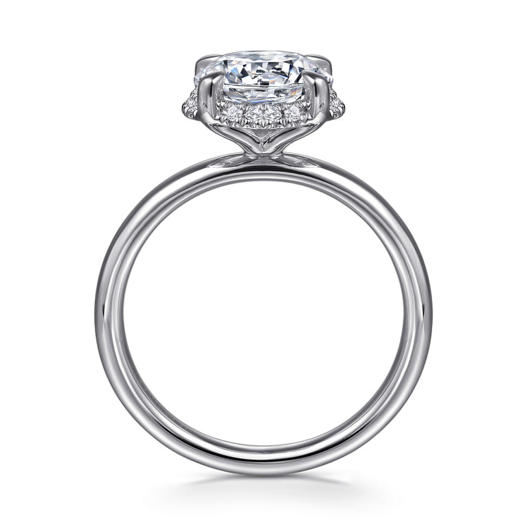 Symphony - 14K White Gold Round Hidden Halo Diamond Engagement Ring - 0.08 ct - Shot 2