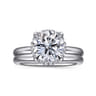 Symphony - 14K White Gold Round Hidden Halo Diamond Engagement Ring - 0.08 ct