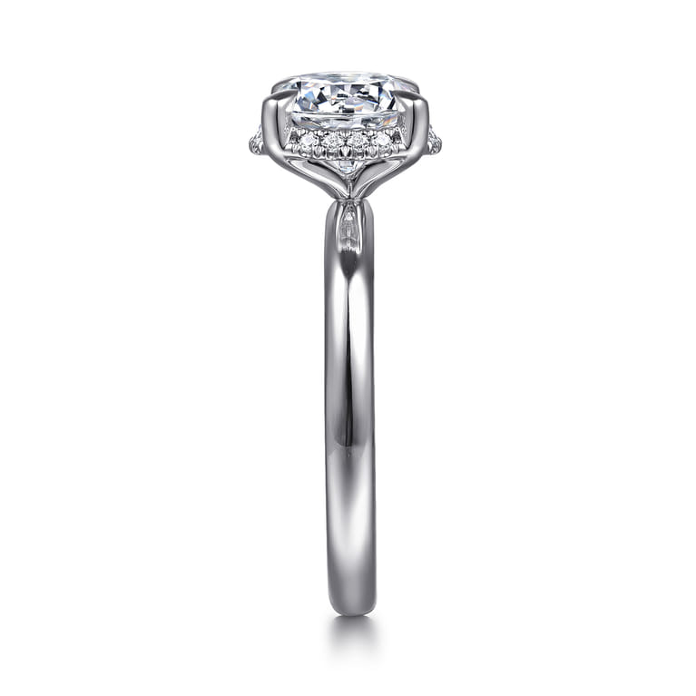 Symphony - 14K White Gold Round Hidden Halo Diamond Engagement Ring - 0.08 ct - Shot 5