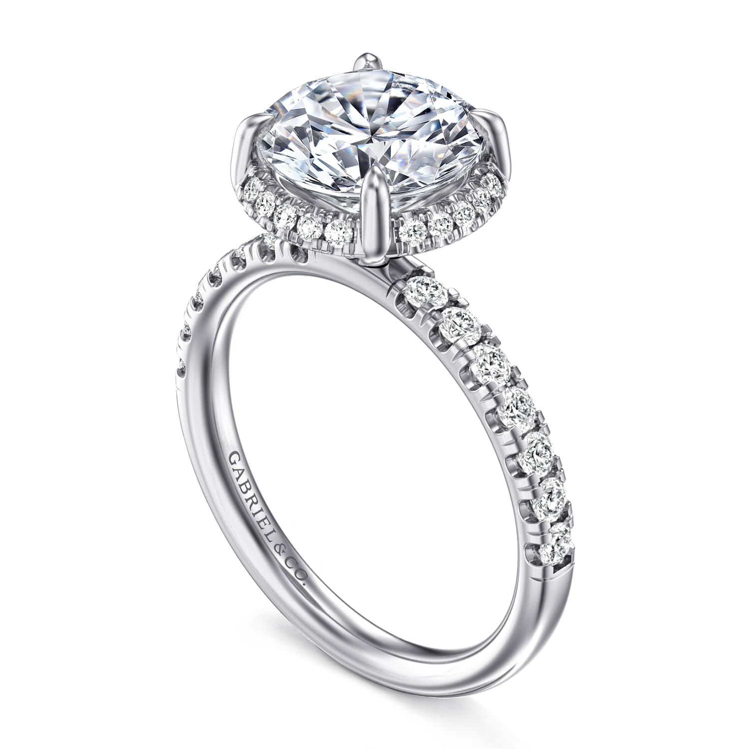 Talisa - 14K White Gold Round Hidden Halo Diamond Engagement Ring - 0.45 ct - Shot 3