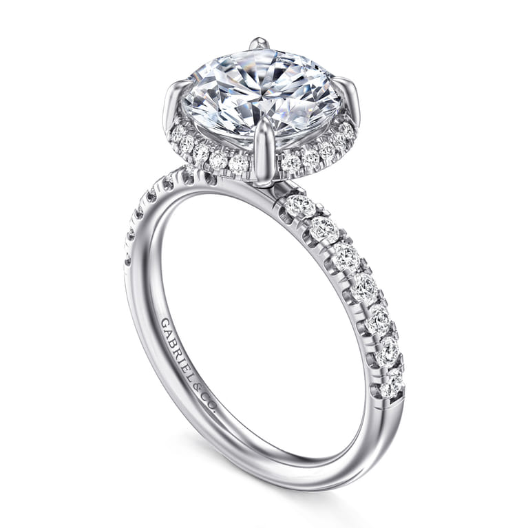 Talisa - 14K White Gold Round Hidden Halo Diamond Engagement Ring - 0.45 ct - Shot 3