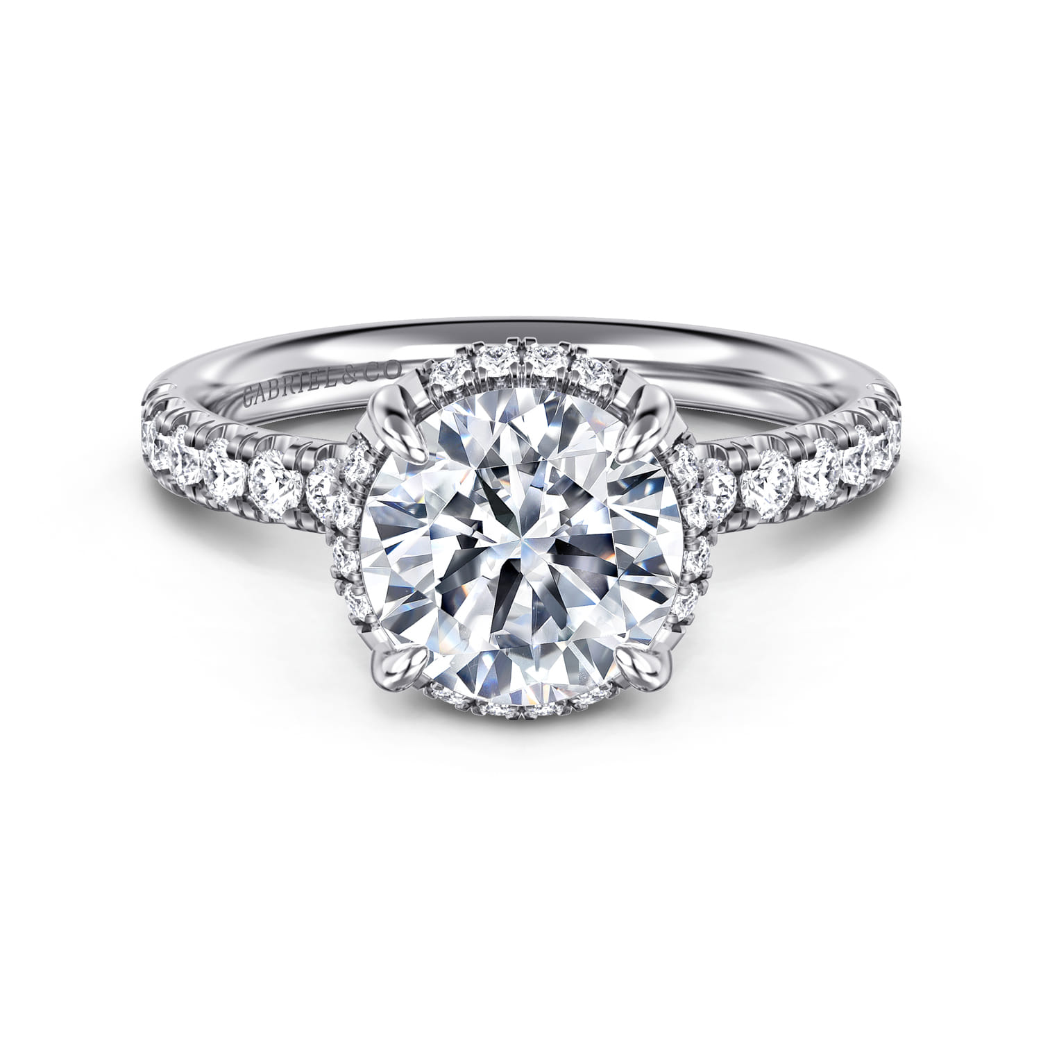 Talisa - 14K White Gold Round Hidden Halo Diamond Engagement Ring - 0.4 ct - Shot 1
