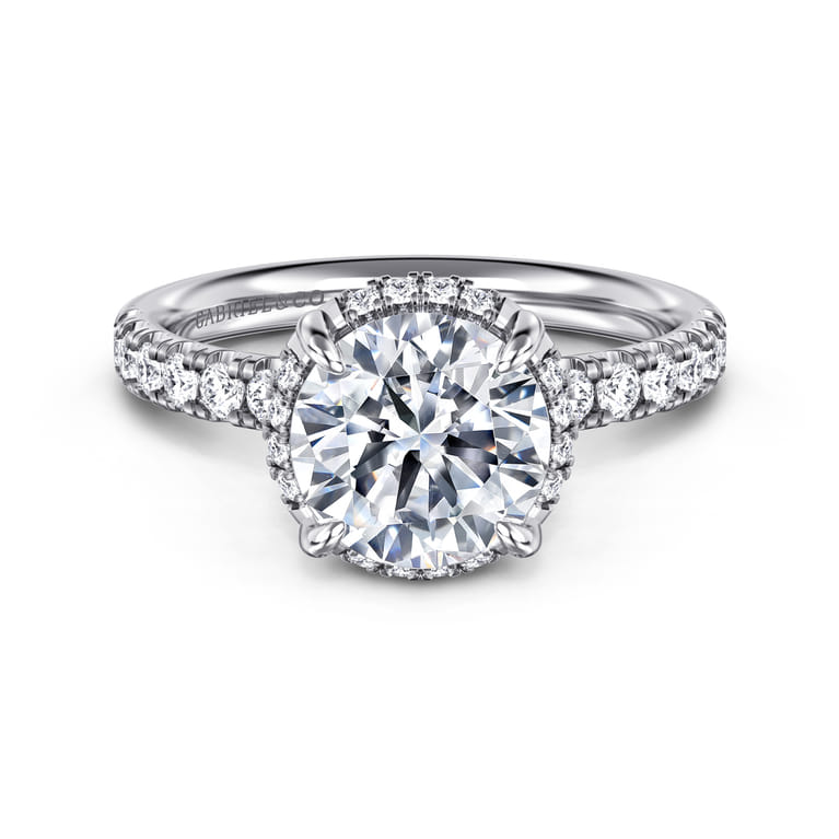 Talisa - 14K White Gold Round Hidden Halo Diamond Engagement Ring - 0.4 ct - Shot 1