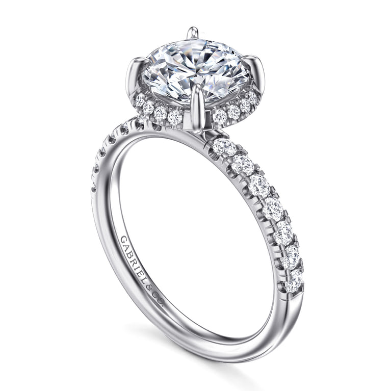 Talisa - 14K White Gold Round Hidden Halo Diamond Engagement Ring - 0.4 ct - Shot 3