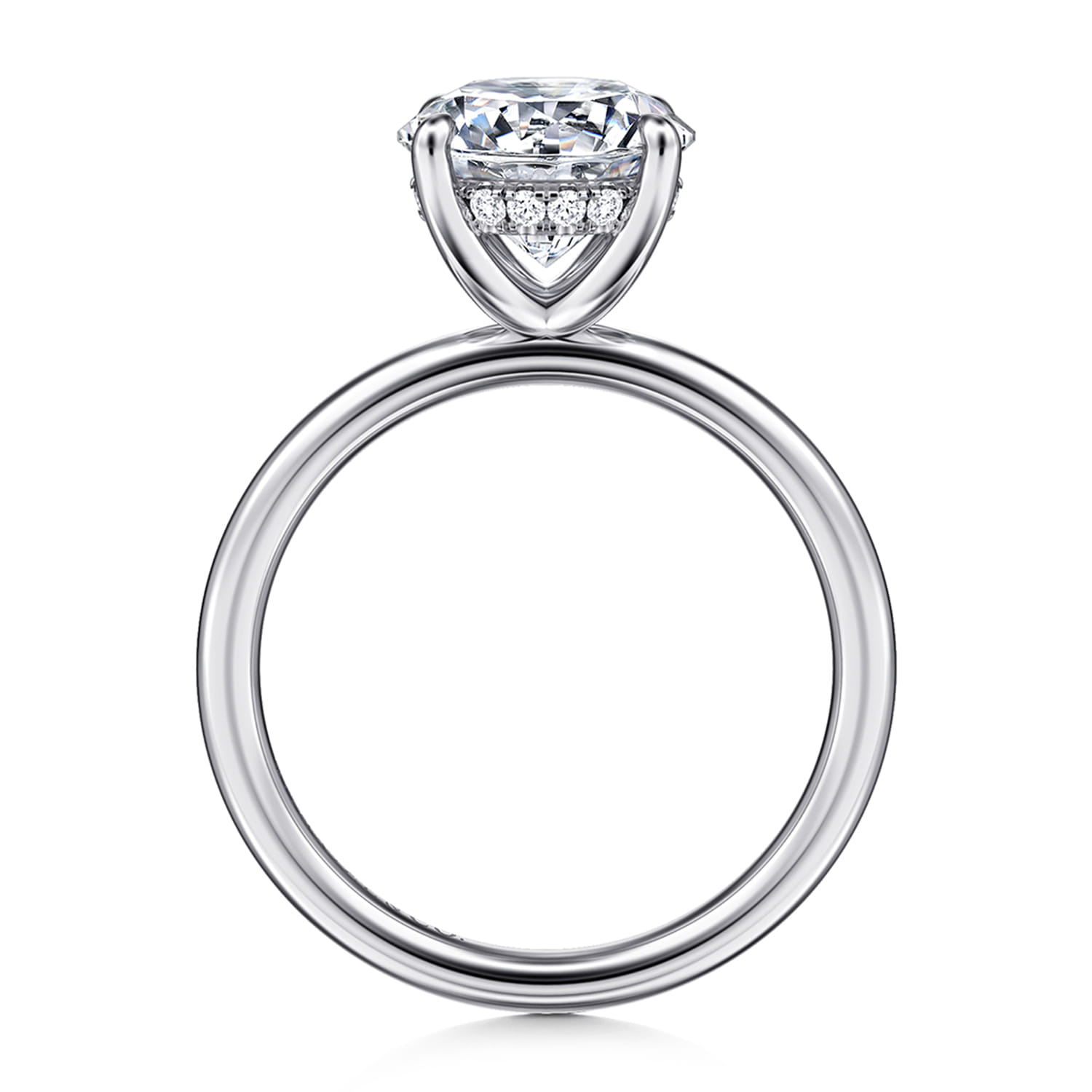 Anuk - 14K White Gold Round Hidden Halo Diamond Engagement Ring - 0.08 ct - Shot 2