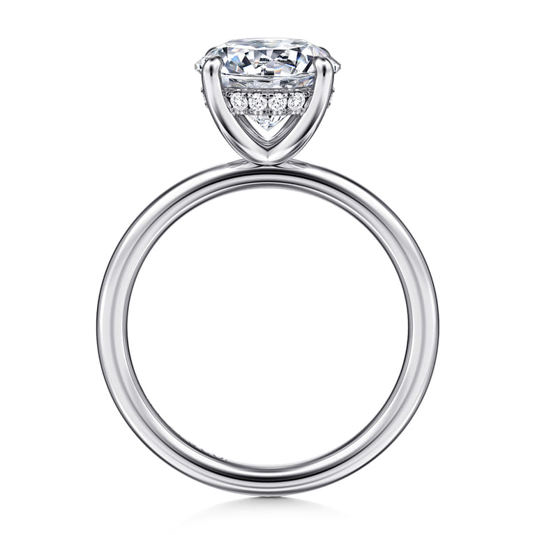 Anuk - 14K White Gold Round Hidden Halo Diamond Engagement Ring - 0.08 ct - Shot 2