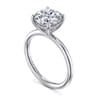 Anuk - 14K White Gold Round Hidden Halo Diamond Engagement Ring - 0.08 ct