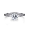 Anuk - 14K White Gold Round Hidden Halo Diamond Engagement Ring - 0.05 ct