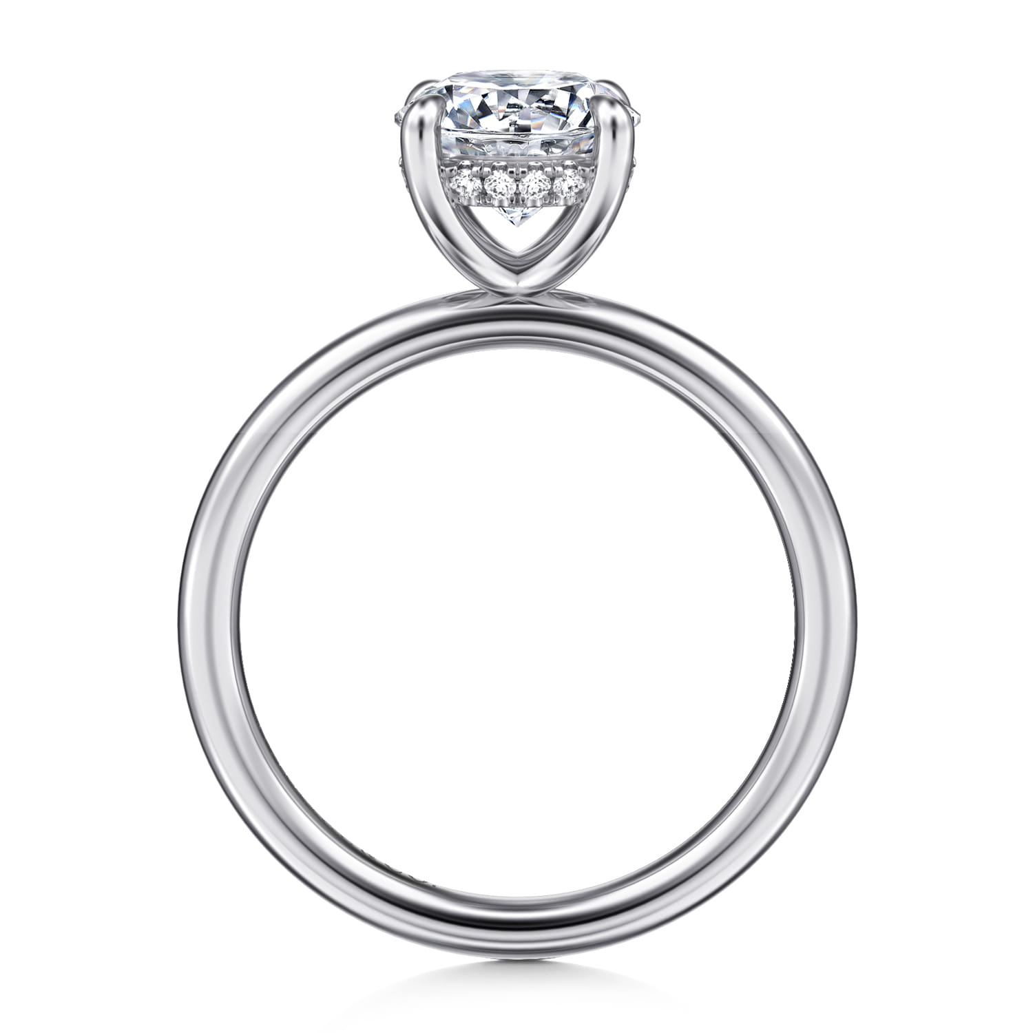 Anuk - 14K White Gold Round Hidden Halo Diamond Engagement Ring - 0.06 ct - Shot 2