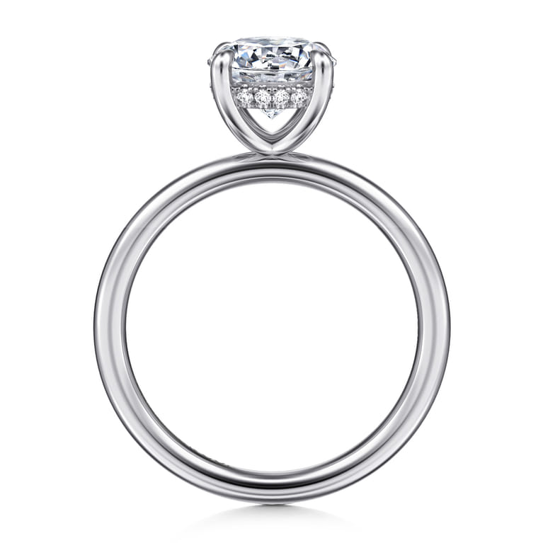 Anuk - 14K White Gold Round Hidden Halo Diamond Engagement Ring - 0.06 ct - Shot 2