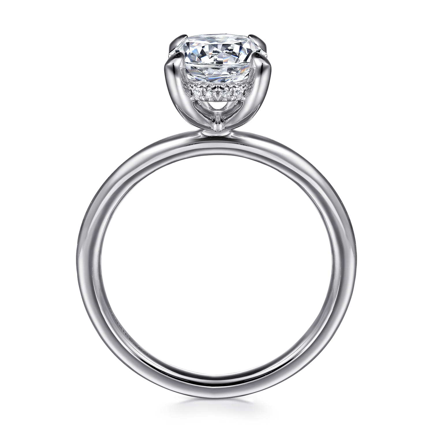 Anuk - 14K White Gold Round Hidden Halo Diamond Engagement Ring - 0.06 ct - Shot 2