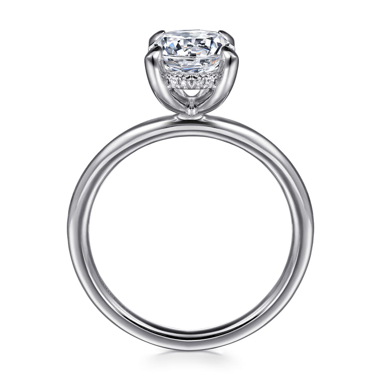 Anuk - 14K White Gold Round Hidden Halo Diamond Engagement Ring - 0.06 ct - Shot 2