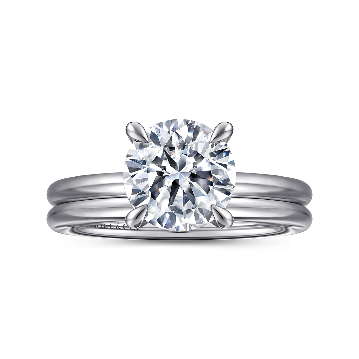Anuk - 14K White Gold Round Hidden Halo Diamond Engagement Ring - 0.06 ct - Shot 4