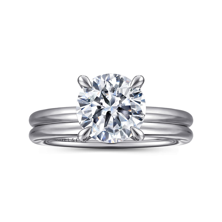 Anuk - 14K White Gold Round Hidden Halo Diamond Engagement Ring - 0.06 ct - Shot 4