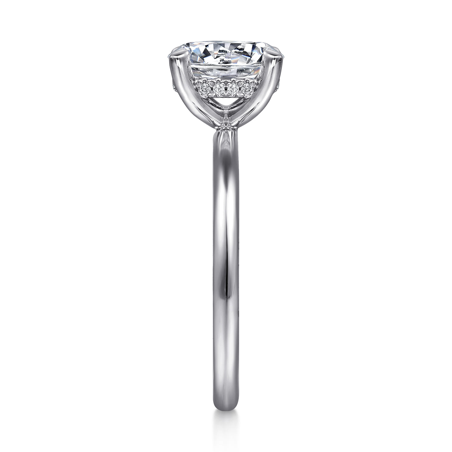 Anuk - 14K White Gold Round Hidden Halo Diamond Engagement Ring - 0.06 ct - Shot 5