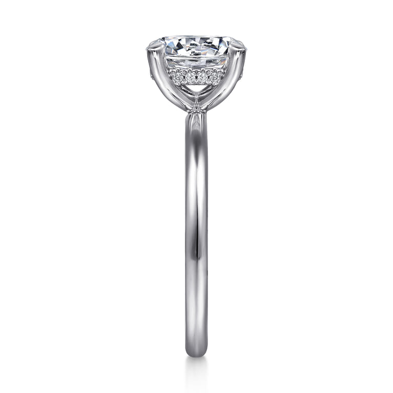 Anuk - 14K White Gold Round Hidden Halo Diamond Engagement Ring - 0.06 ct - Shot 5