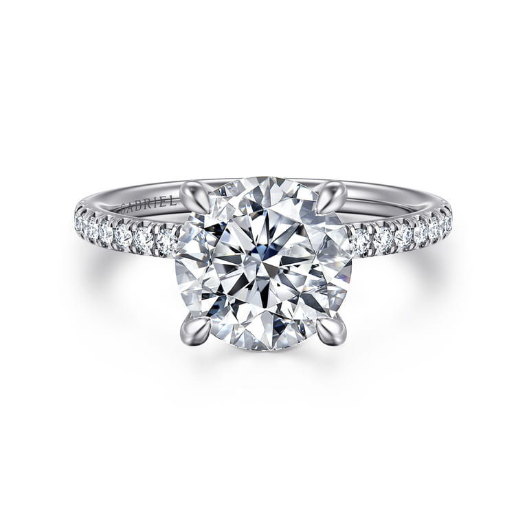 Allison - 14K White Gold Round Hidden Halo Diamond Engagement Ring - 0.25 ct - Shot 1