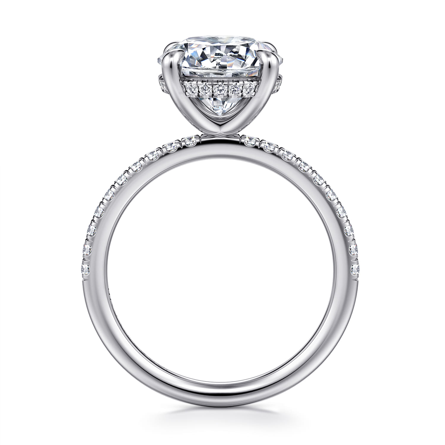Allison - 14K White Gold Round Hidden Halo Diamond and Engagement Ring - 0.3 ct - Shot 2
