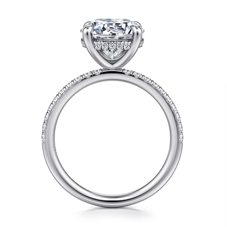 Allison - 14K White Gold Round Hidden Halo Diamond and Engagement Ring - 0.3 ct - Shot 2
