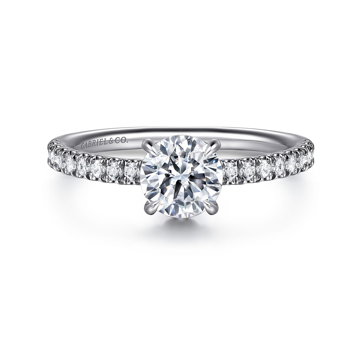 Allison - 14K White Gold Round Hidden Halo Diamond and Engagement Ring - 0.25 ct - Shot 1
