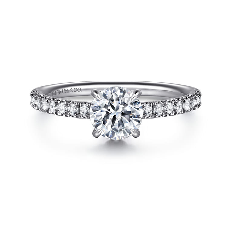Allison - 14K White Gold Round Hidden Halo Diamond and Engagement Ring - 0.25 ct - Shot 1