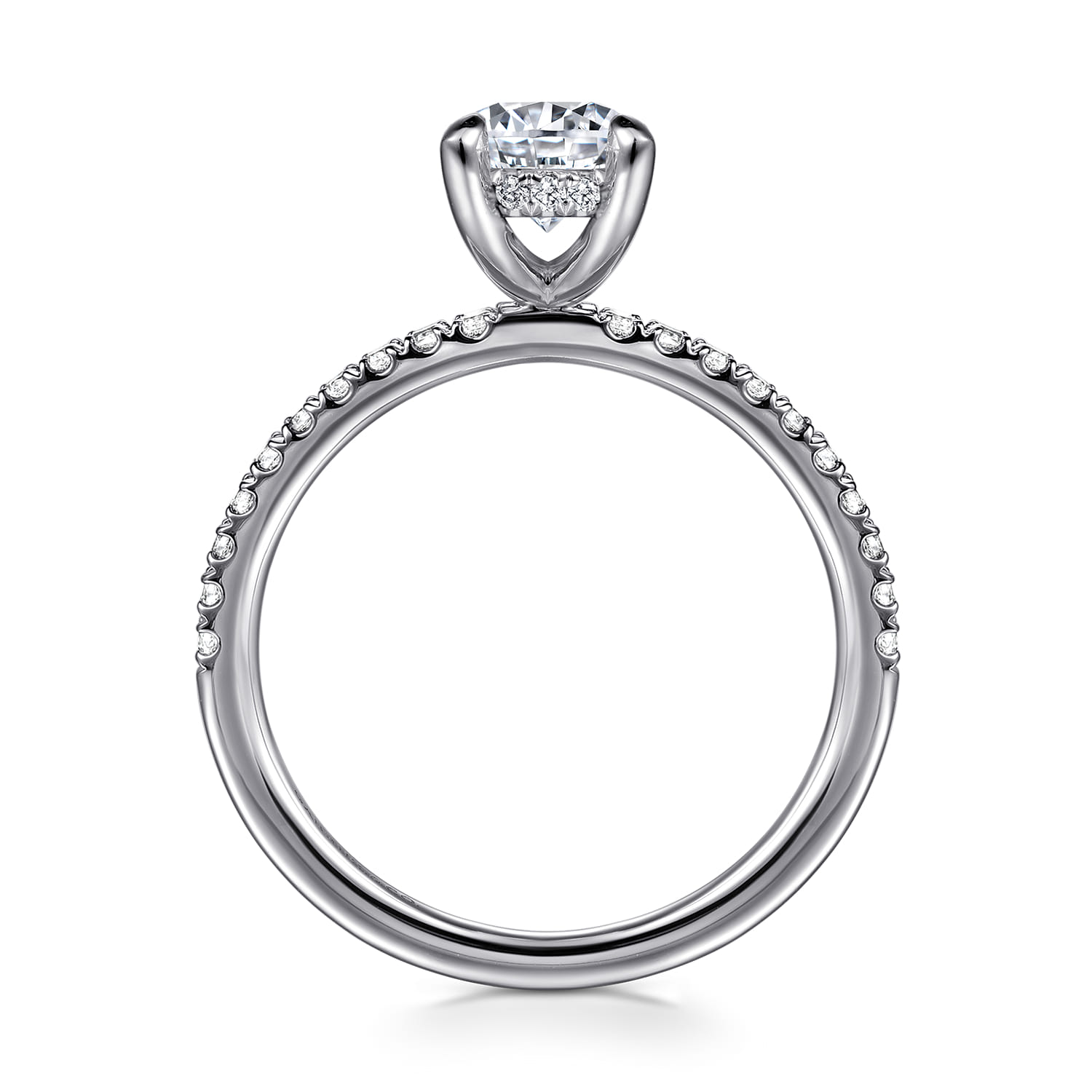 Allison - 14K White Gold Round Hidden Halo Diamond and Engagement Ring - 0.25 ct - Shot 2