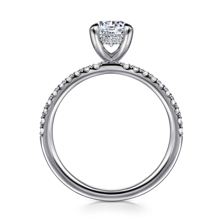 Allison - 14K White Gold Round Hidden Halo Diamond and Engagement Ring - 0.25 ct - Shot 2