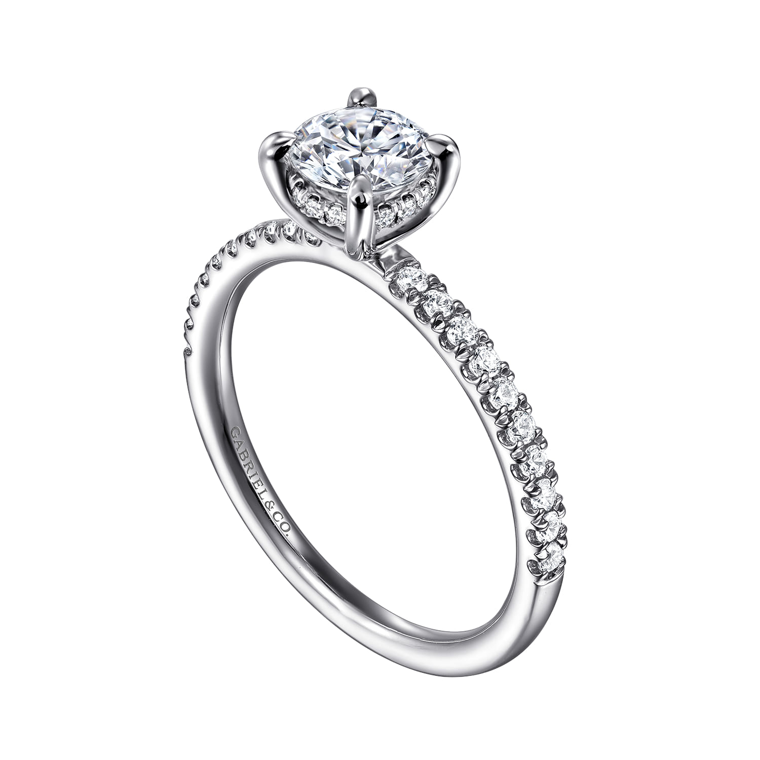 Allison - 14K White Gold Round Hidden Halo Diamond and Engagement Ring - 0.25 ct - Shot 3