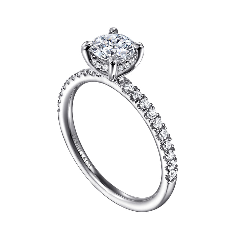 Allison - 14K White Gold Round Hidden Halo Diamond and Engagement Ring - 0.25 ct - Shot 3